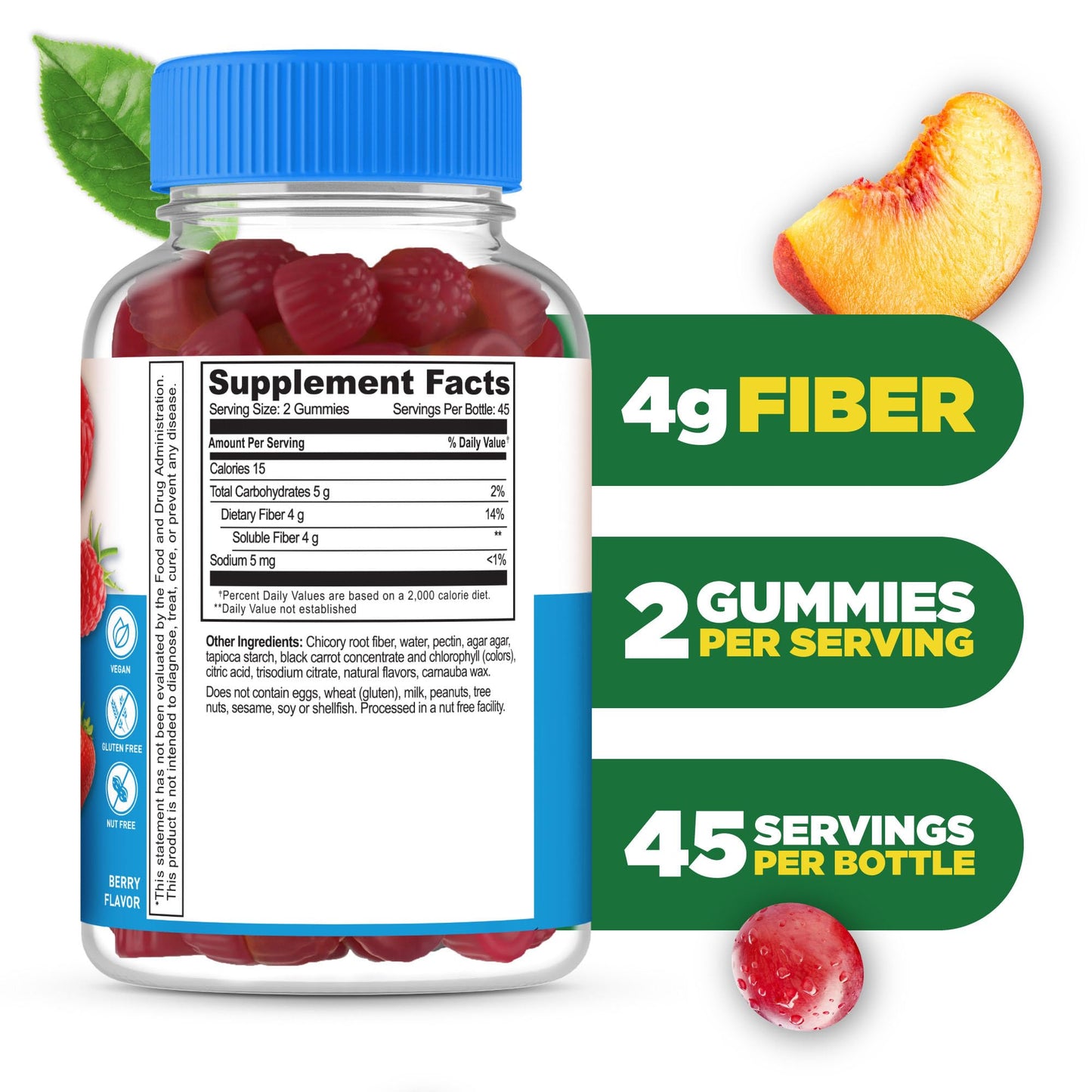 Lifeable Sugar Free Fiber Gummies for Adults | 4g | Great Tasting Fiber Supplement Gummies | Keto Friendly, Gluten Free, Vegan, Non GMO Prebiotic Fiber | for Digestive Health | 90 Gummies - PrimeBioHealth - canada supplements