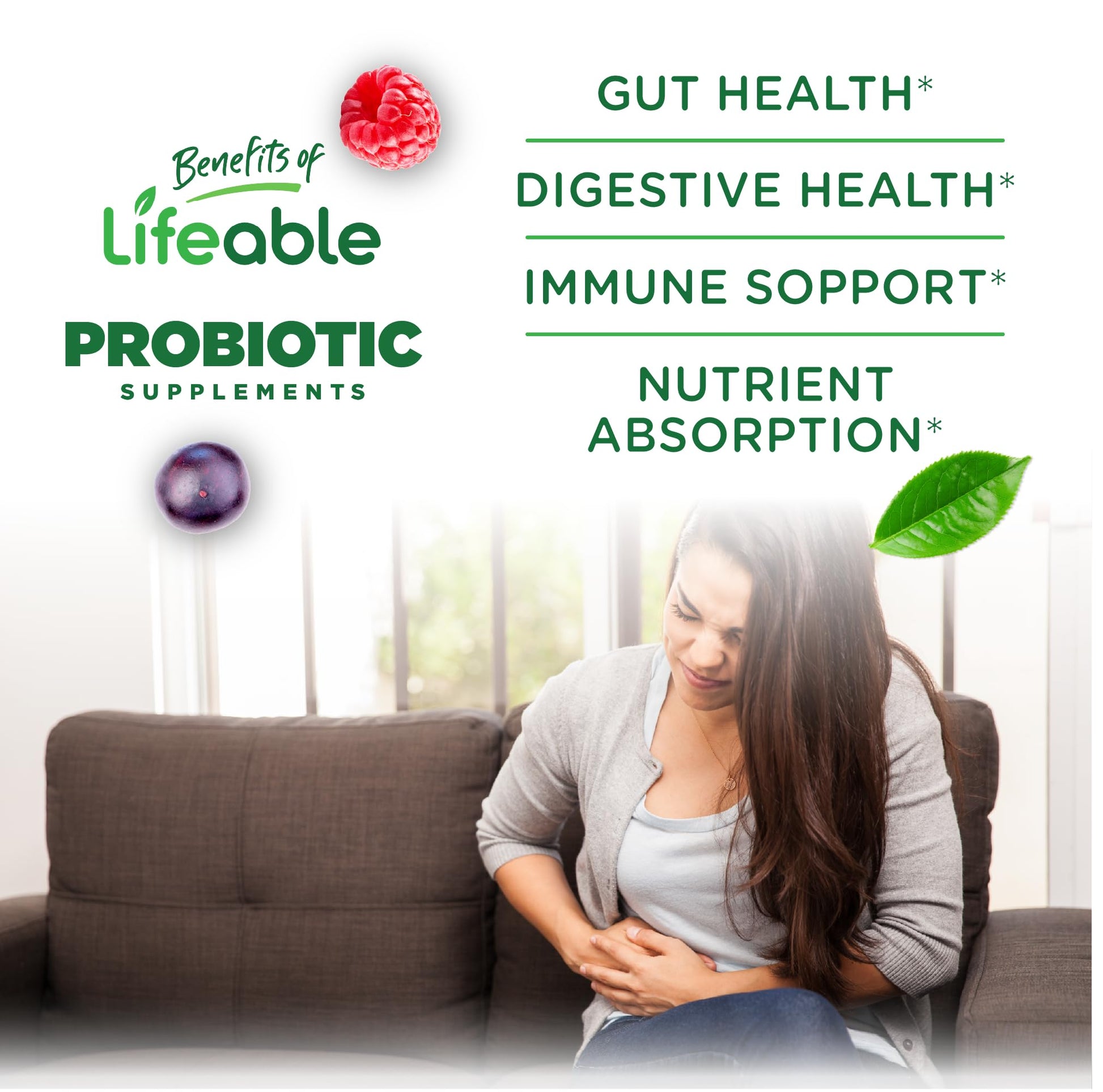 Lifeable Sugar Free Probiotics with Prebiotics Fiber – Great Tasting Natural Flavor Gummy Supplement – Keto Friendly Chewable – for Gut Health and Immune Support - PrimeBioHealth - canada supplements