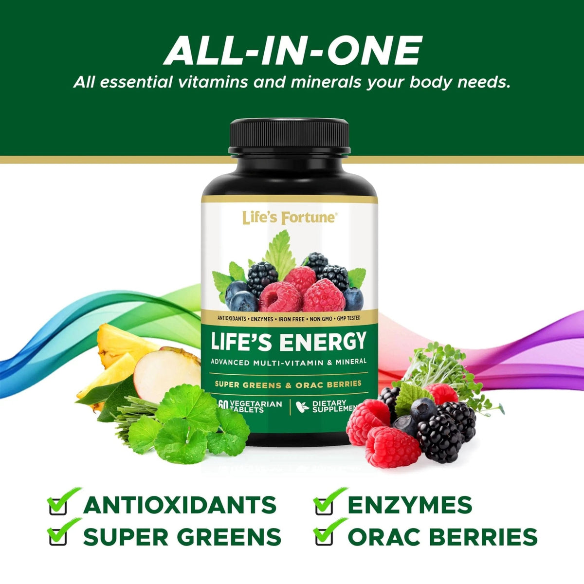 Life's Energy Advanced Daily Multivitamin for Men & Women, Energy and Immune Support Supplement with Super Greens, Antioxidants, Enzymes - PrimeBioHealth - canada supplements