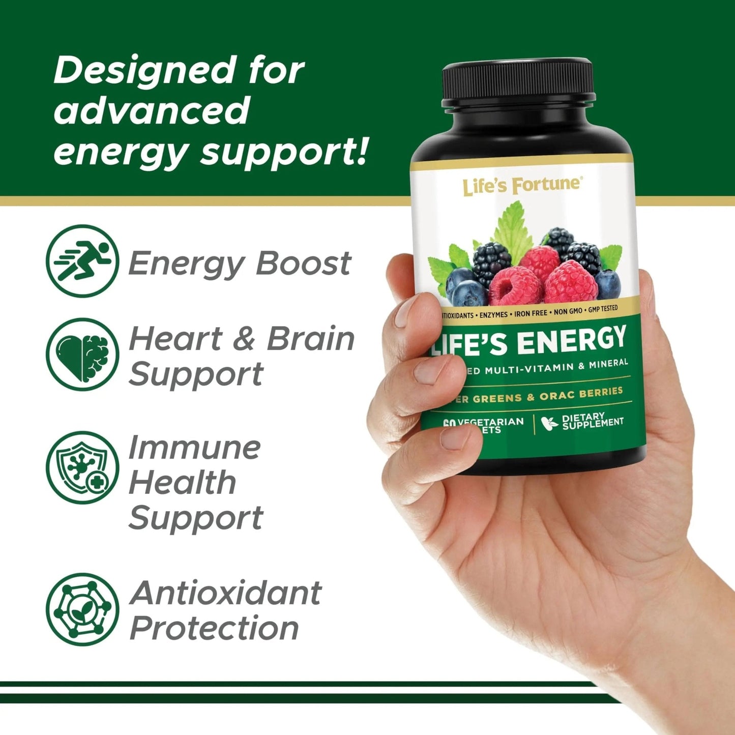 Life's Energy Advanced Daily Multivitamin for Men & Women, Energy and Immune Support Supplement with Super Greens, Antioxidants, Enzymes - PrimeBioHealth - canada supplements