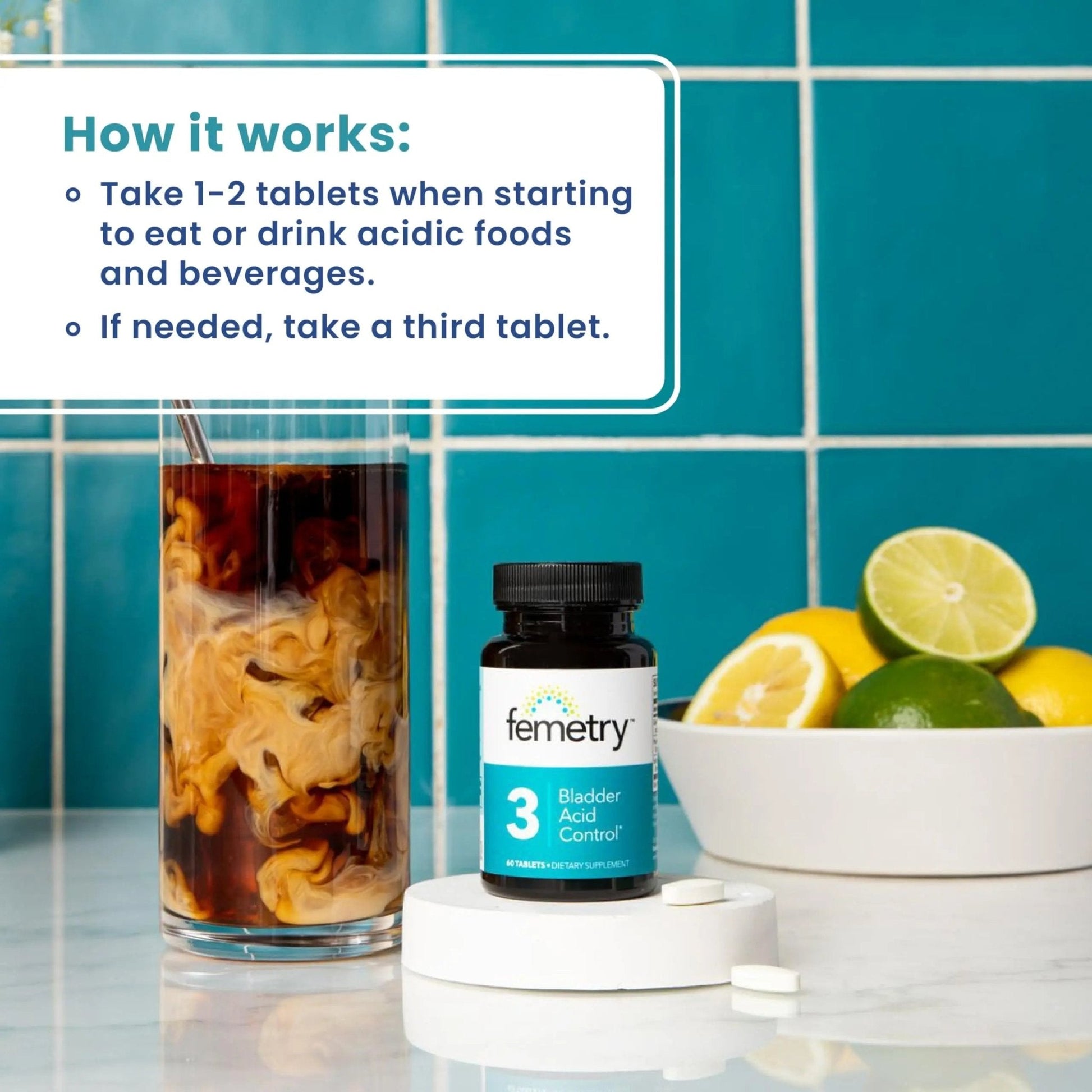 LifeSeasons Femetry Bladder Acid Control - Support for Interstitial Cystitis - Reduce Urine Acidity in The Bladder - Eases Flares Caused by Eating or Drinking Acidic Foods - 60 Tablets - PrimeBioHealth - canada supplements