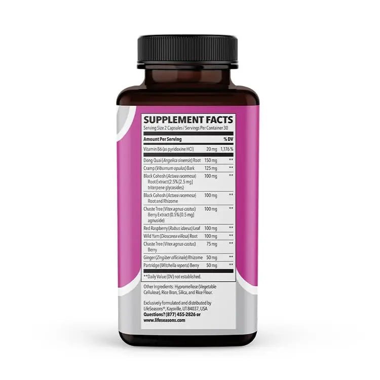 LifeSeasons - PreMense-T - PMS Relief Supplement - Support for Pre-Menstrual Symptoms, Cramping & Breast Tenderness - Nourish Tissue - Ginger Crampbark Dong Quai Chasteberry & Vitamin B6-60 Capsules - PrimeBioHealth - canada supplements