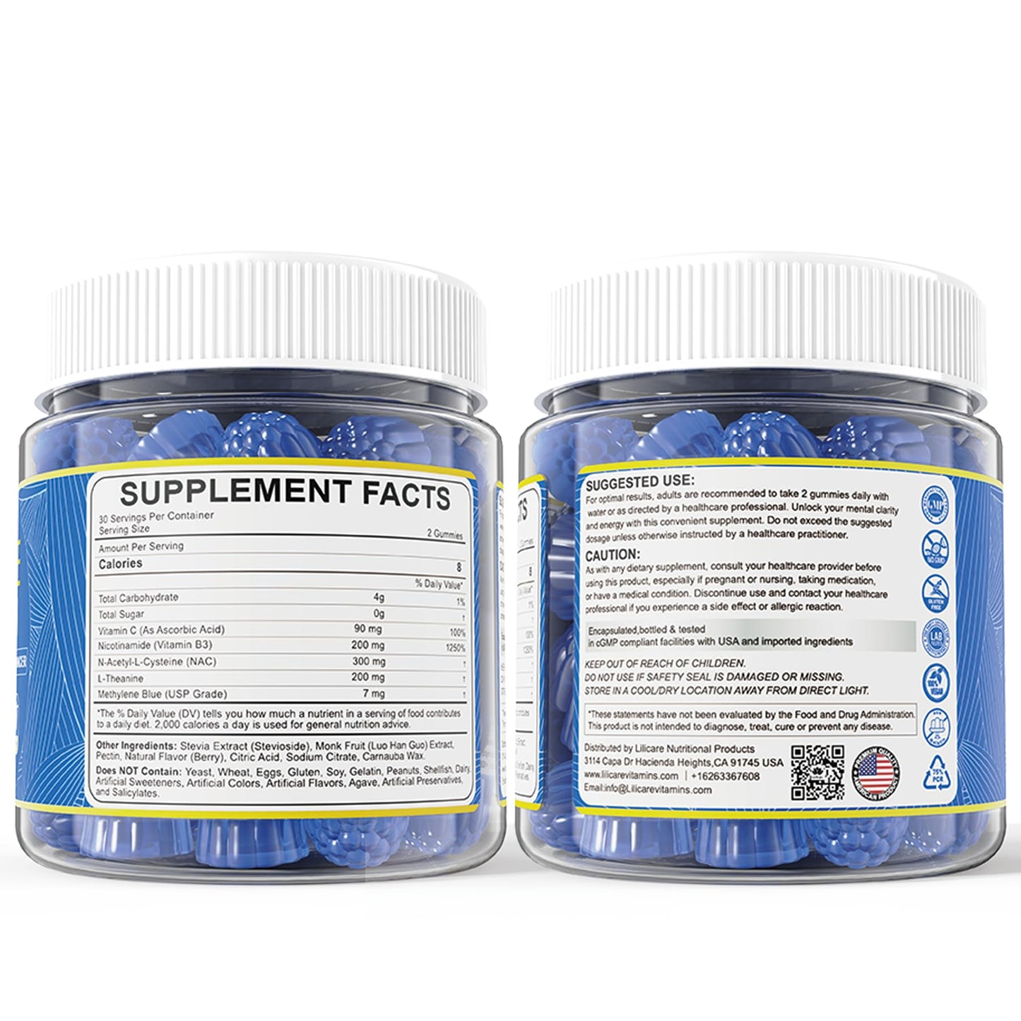 LILICARE Methylene Blue Gummies 7mg Per Serving for Humans | Upgraded Antioxidant & Brain Booster Supplement for Cognitive Function, Energy - PrimeBioHealth - canada supplements
