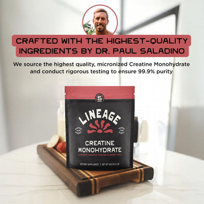 Lineage Provisions Micronized Creatine Monohydrate with Sea Salt - Micronized Creatine Powder for Training & Performance - PrimeBioHealth - canada supplements