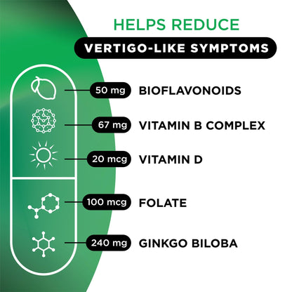Lipo-Flavonoid for Vertigo & Dizziness Relief, Clinically Tested Formula with Ginkgo Biloba, Vitamin D, & Vitamin B Complex - PrimeBioHealth - canada supplements