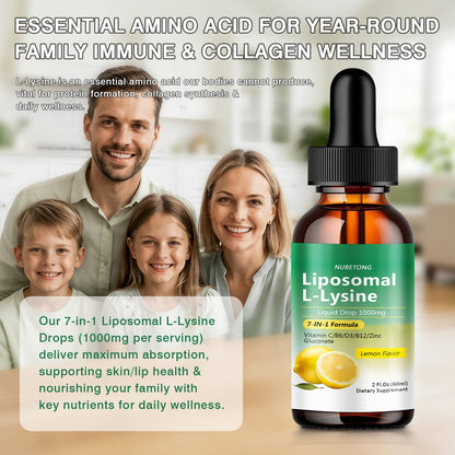 Liposomal L-Lysine 1000mg Liquid Drops, 7-in-1 Lysine Supplement for Adults with Vitamin C/B6/D3/B12 & Zinc Gluconate, Immune Support, Collagen Synthesis & Skin Lip Health, Lemon Flavor, 2 Fl Oz - PrimeBioHealth - canada supplements