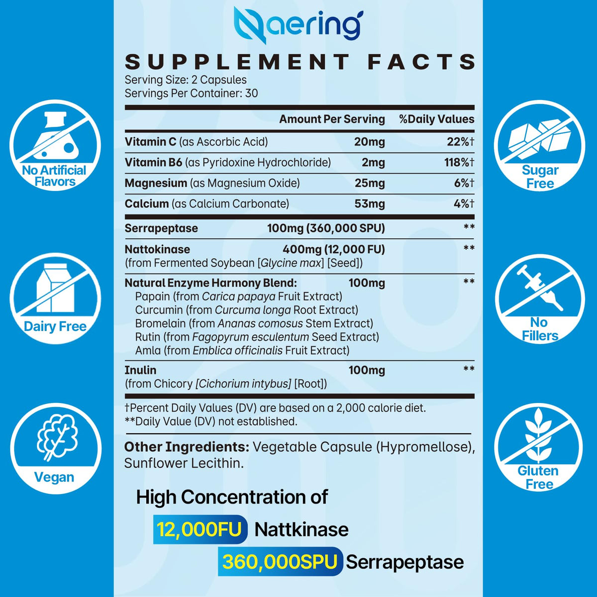 Liposomal Nattokinase 12,000 FU Serrapeptase 360,000 SPU Enzyme Supplement - Enriched with Synergistic Enzymes and Nutrient Blend & Inulin for Circulatory - PrimeBioHealth - canada supplements