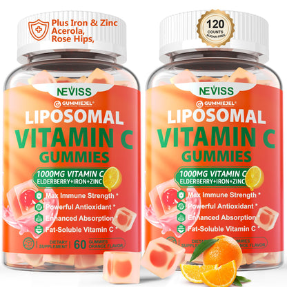 Liposomal Vitamin C 1000mg Gummies for Adults - Vitamin C Chewable with Elderberry, Zinc & 8mg Iron, Sugar Free Vit C Supplements, Daily Immune Support Gummies for Energy, Collagen Booster 60 Counts - PrimeBioHealth - canada supplements