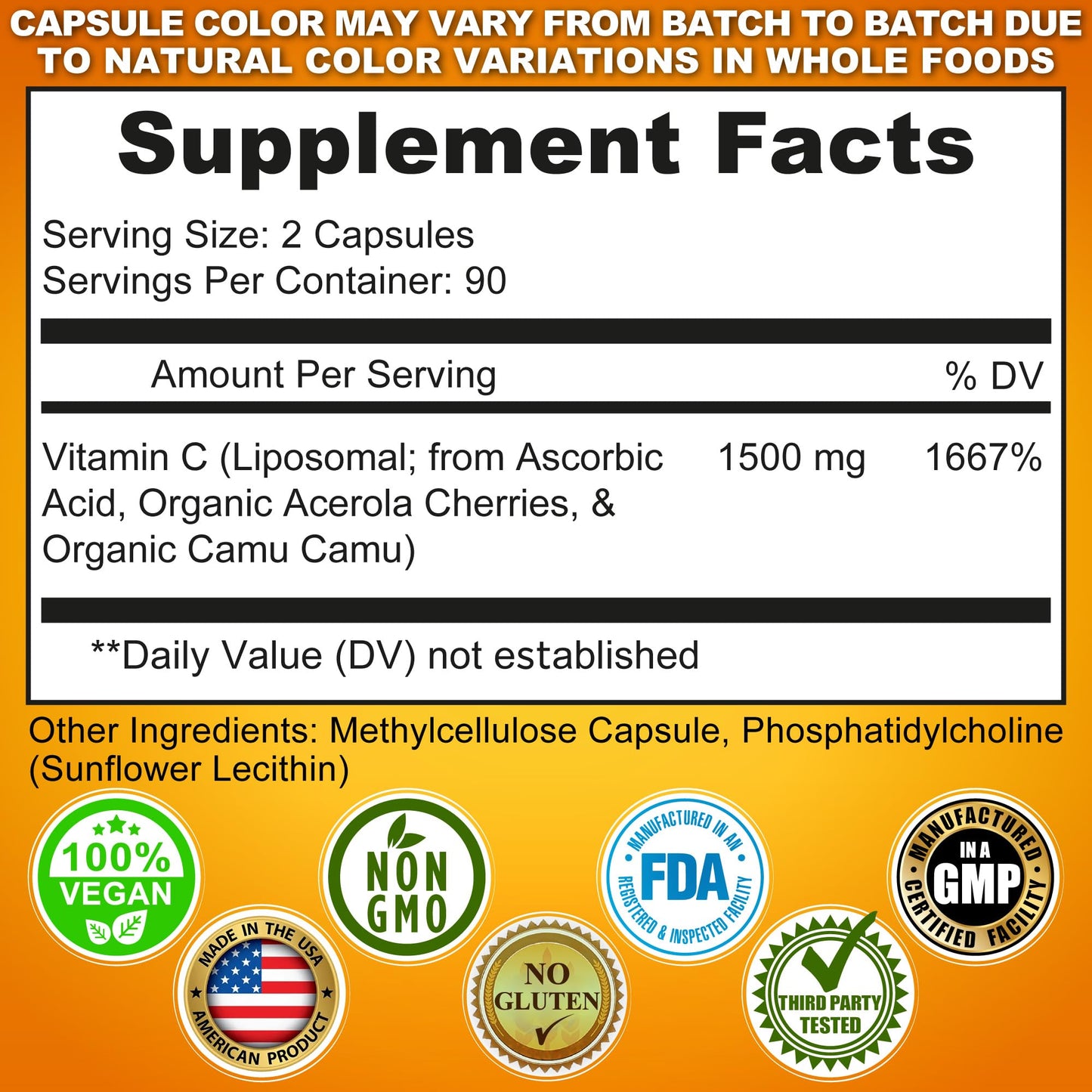 Liposomal Vitamin C Capsules - 1500mg - Made with Organic Acerola Cherries & Camu Camu, High Potency Vitamin C Liposomal - Immune Support Supplement - PrimeBioHealth - canada supplements
