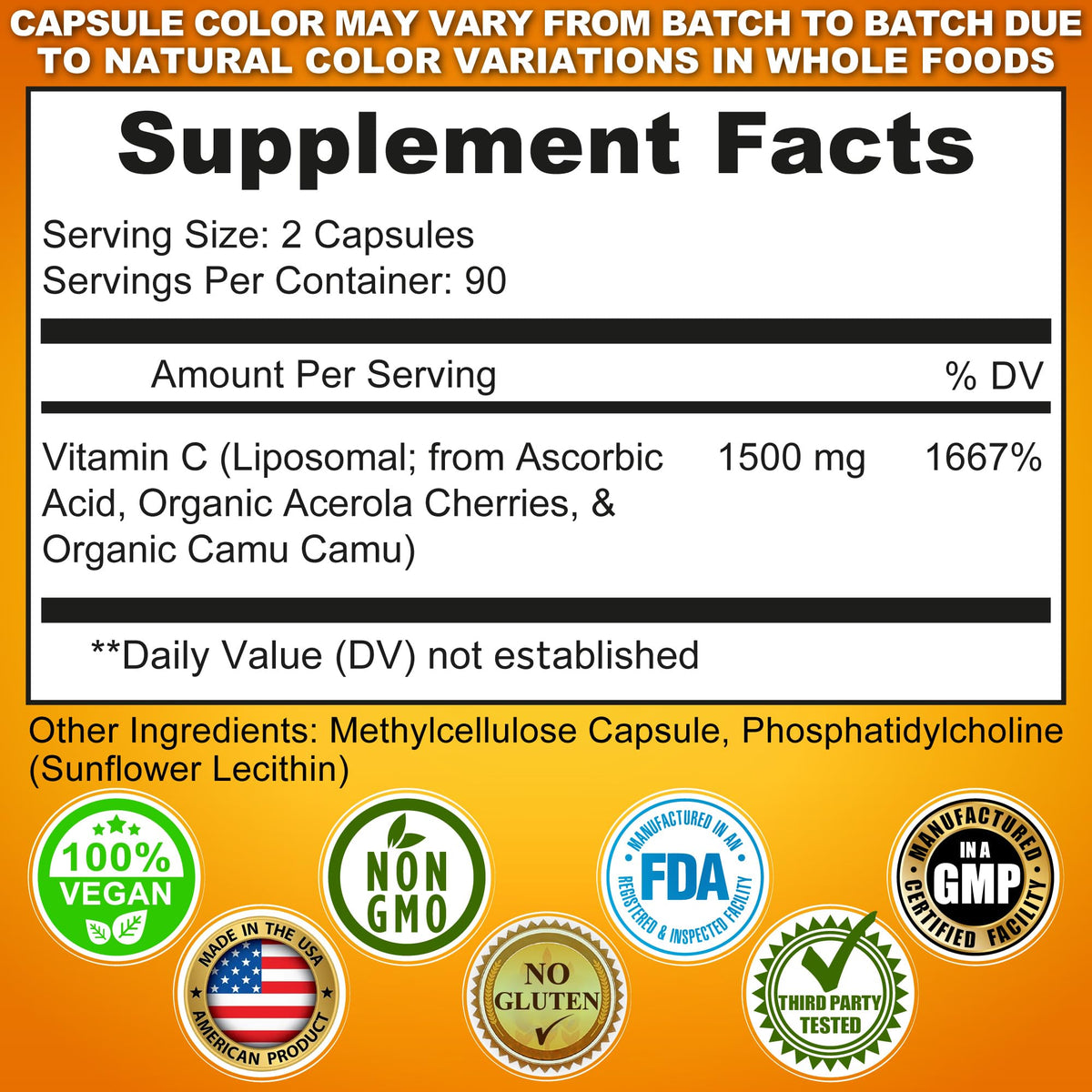 Liposomal Vitamin C Capsules - 1500mg - Made with Organic Acerola Cherries & Camu Camu, High Potency Vitamin C Liposomal - Immune Support Supplement - PrimeBioHealth - canada supplements