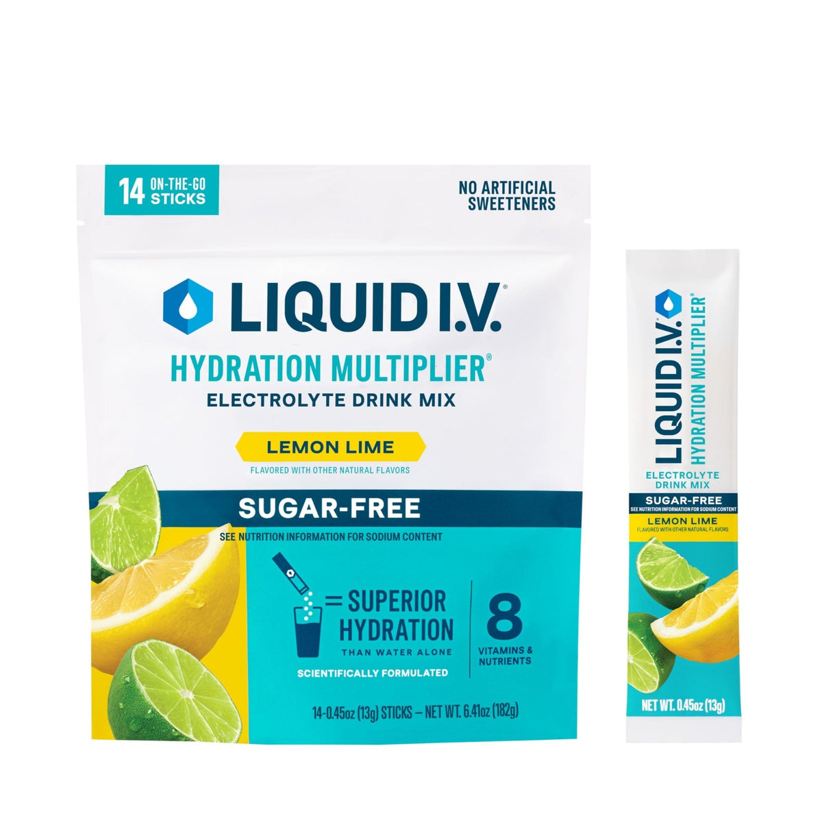 Liquid I.V. Hydration Multiplier Sugar-Free - Lemon Lime | Electrolyte Powder Drink Mix | 1 Pack (14 Servings) - PrimeBioHealth - canada supplements