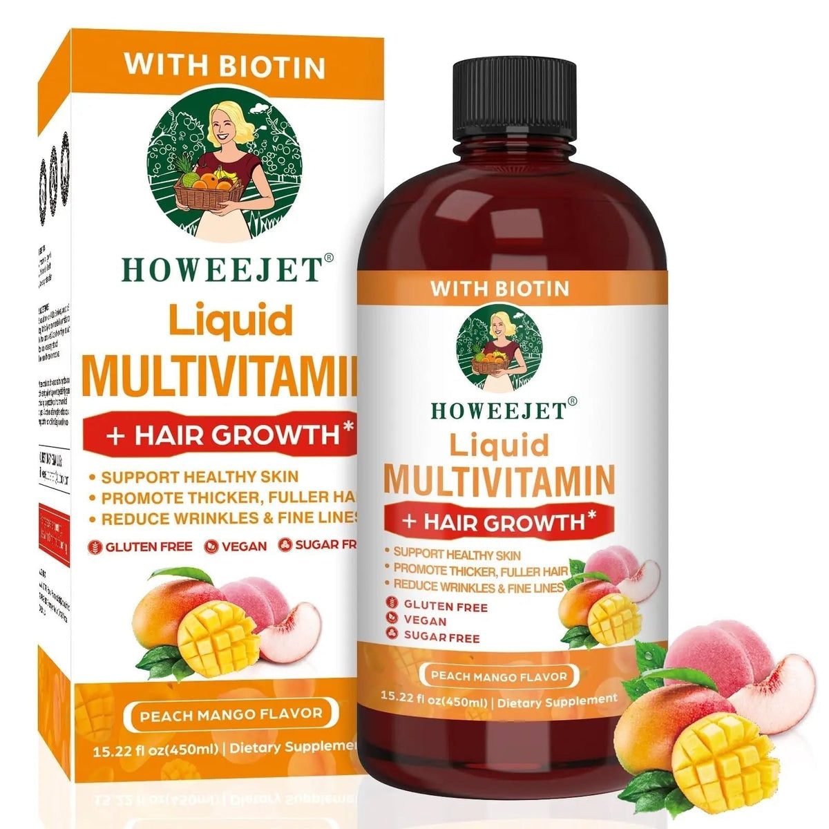 Liquid Multivitamin for Hair Growth | Biotin 10000mcg | Hair & Skin Support Supplement | Clinically Tested for Thicker Hair & Skin Elasticity - PrimeBioHealth - canada supplements