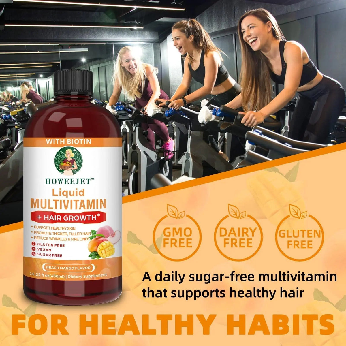 Liquid Multivitamin for Hair Growth | Biotin 10000mcg | Hair & Skin Support Supplement | Clinically Tested for Thicker Hair & Skin Elasticity - PrimeBioHealth - canada supplements