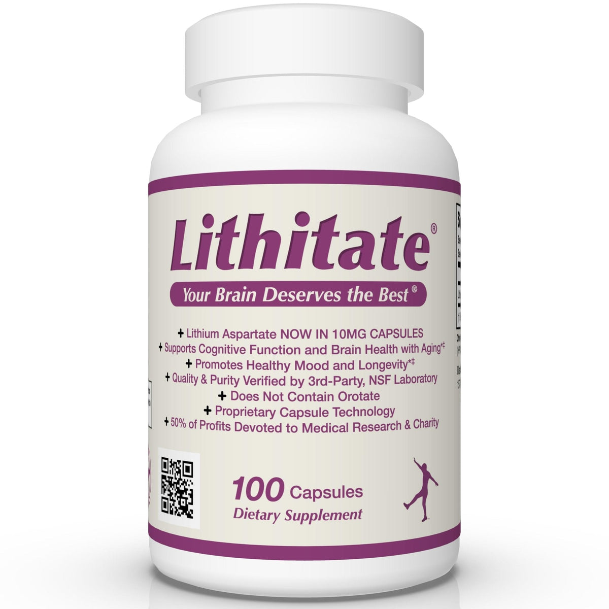 lithitate Lithium Aspartate 10mg | Supports Cognitive Function & Brain Health with Aging | NSF Certified | Promotes Mental Clarity, Healthy Mood & Longevity - PrimeBioHealth - canada supplements