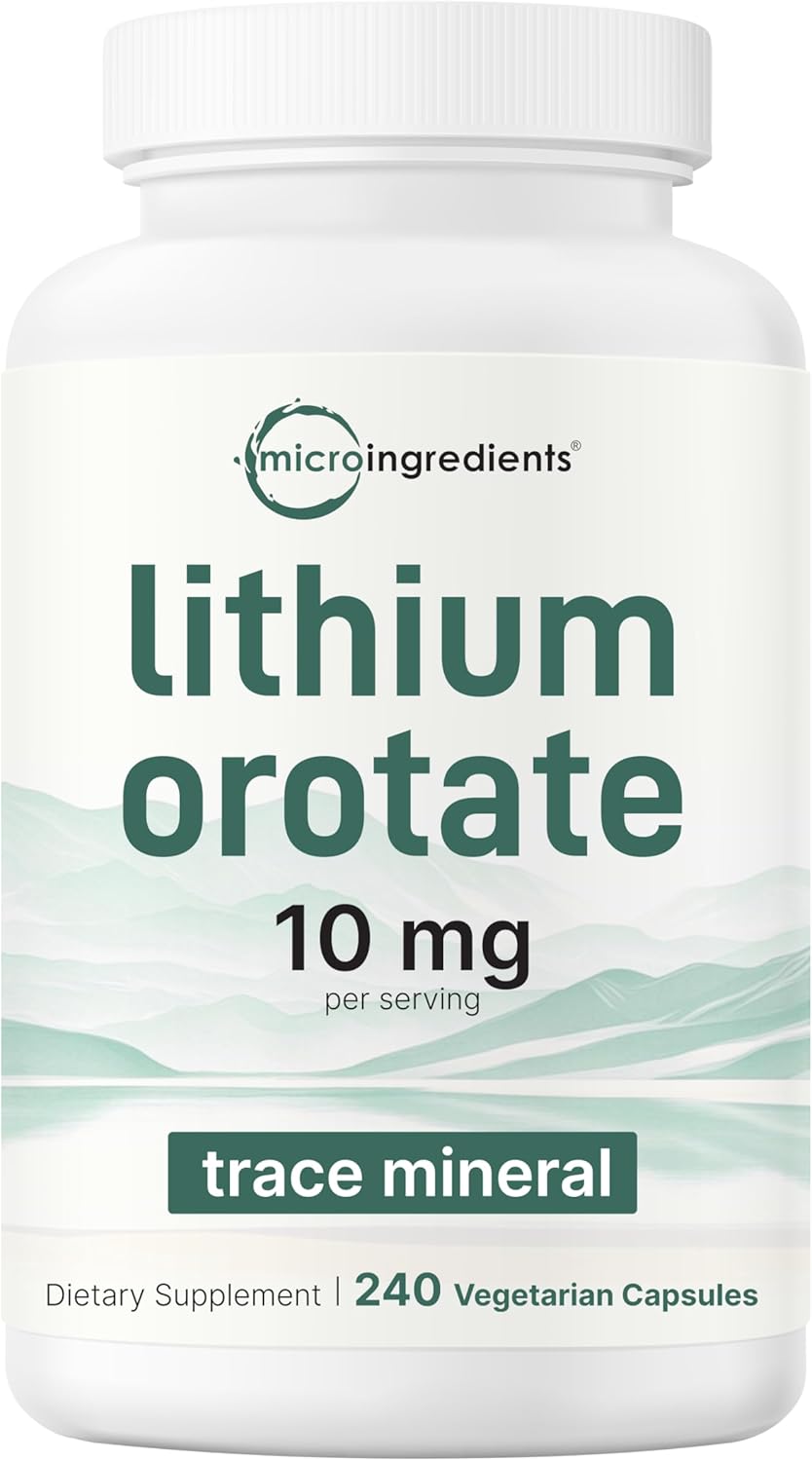 Lithium Orotate 10mg, 240 Veggie Capsules | 5mg Per Capsules | High Bioavailability Trace Mineral | Healthy Aging, Brain Supplement, & Mood Support | Non-GMO, Gluten Free - PrimeBioHealth - canada supplements
