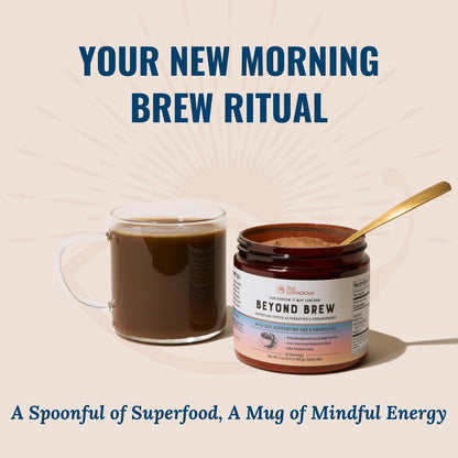 Live Conscious Beyond Brew - Coffee Alternative - Low Caffeine - Mushroom Complex w/Lion’s Mane, Reishi, Cordyceps & Chaga for Sustained Focus, Energy & Immunity - w/Prebiotics & Probiotics - 30 - PrimeBioHealth - canada supplements