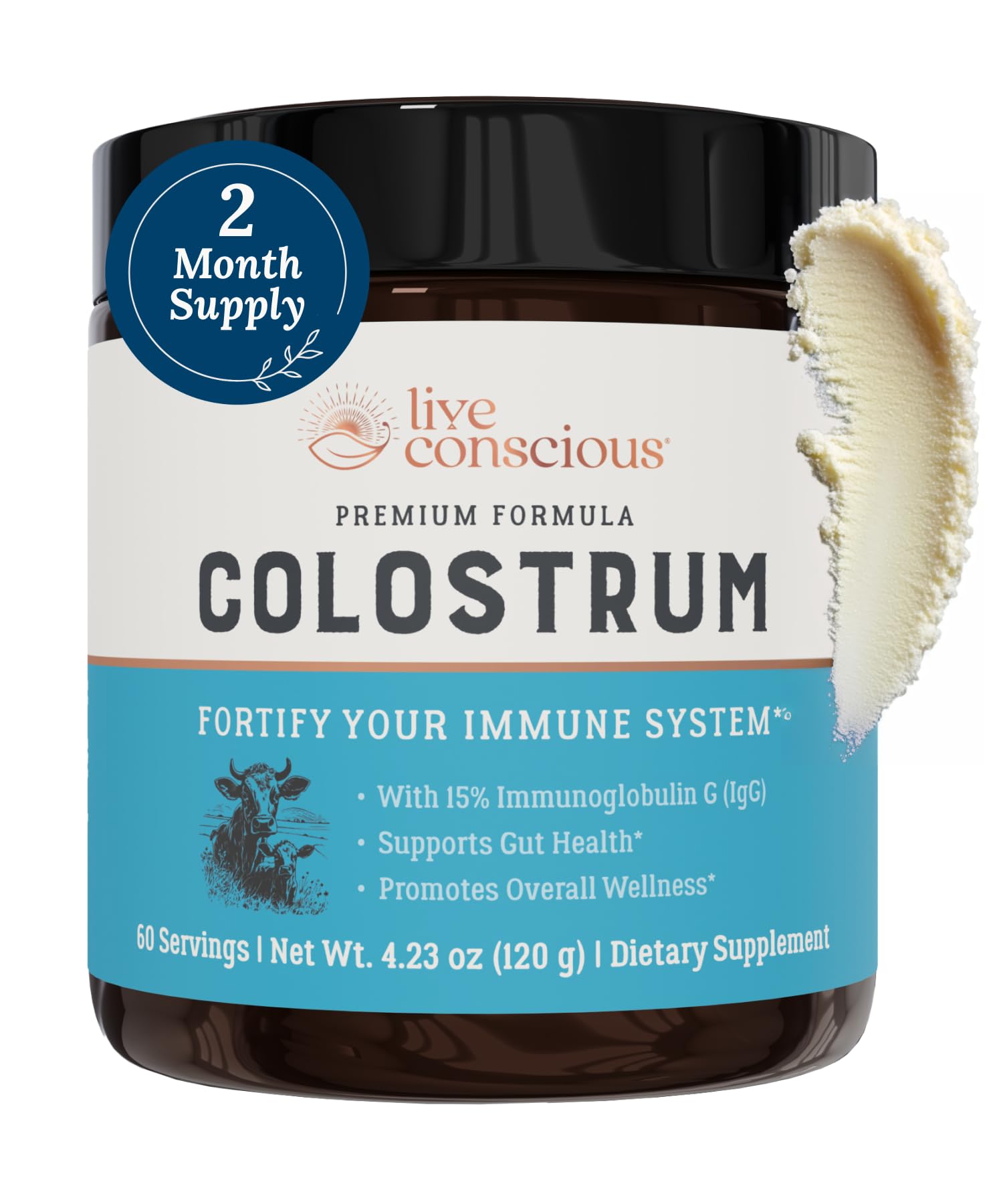 Live Conscious Colostrum Powder - Grass Fed Colostrum Supplement with Lactoferrin for Iron Absorption - Bovine Colostrum an Immune System Supplement - PrimeBioHealth - canada supplements
