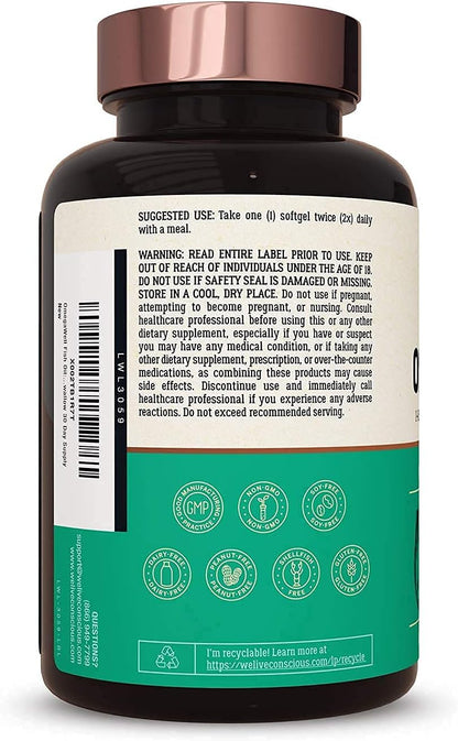 Live Conscious OmegaWell Fish Oil & MagWell Magnesium Zinc & Vitamin D3 | Bone & Heart Health, Immune System Support + Heart, Brain & Joint Support - PrimeBioHealth - canada supplements