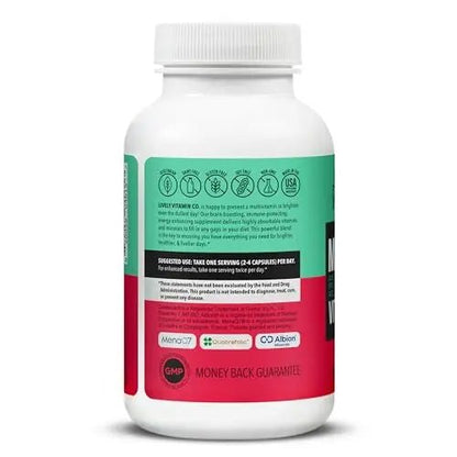 LIVELY VITAMIN CO. Multivitamin - 37 Vitamins Minerals and Extracts - Energy - Memory - Immune Function - Heart- Brain - Focus - Mood - Antioxidants - Dairy Gluten Soy Free - 60 Vegetarian Capsules - PrimeBioHealth - canada supplements