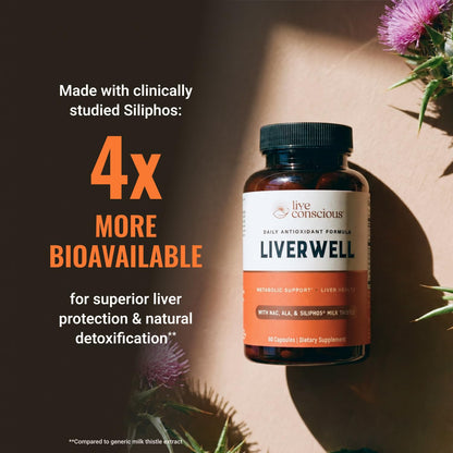 LiverWell Liver Cleanse, Rejuvenation, Metabolic Support - Liver Supplement for Liver Health w/Highly Bioavailable Milk Thistle Extract, N-Acetyl Cysteine, Alpha Lipoic Acid, Zinc, Selenium - 60 Caps - PrimeBioHealth - canada supplements