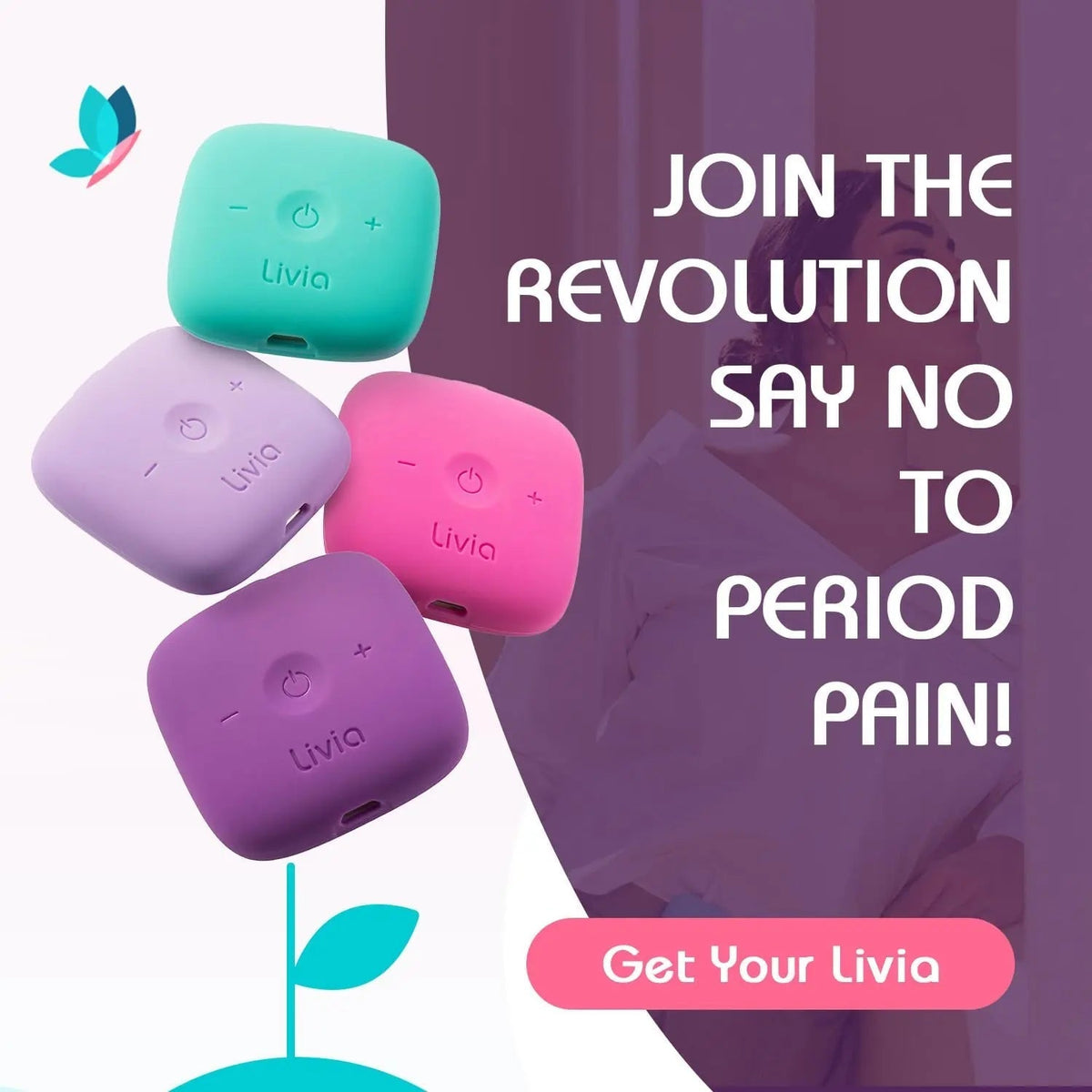 Livia Flower Pads | Electrodes Menstrual Pain Relief Device | Compact, Lightweight, Discreet | Skin-Friendly & Easy to Apply | 1 Set of Electrodes - PrimeBioHealth - canada supplements