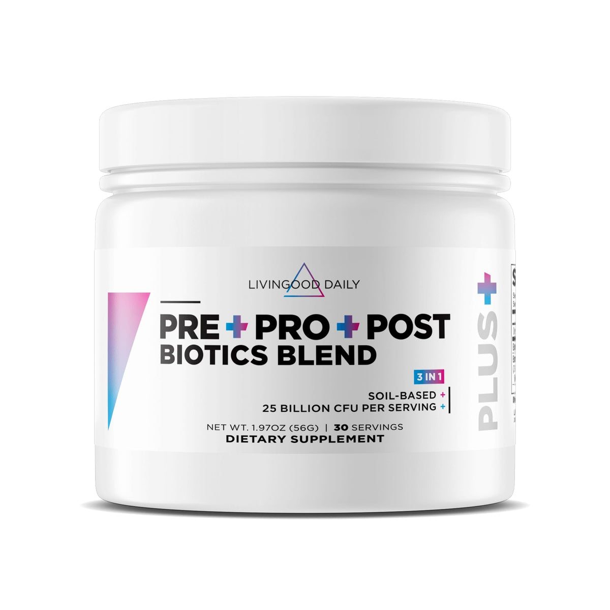 Livingood Daily Pre Pro Post Biotics Blend Powder, Digestive Health Supplement with Prebiotics from Organic Blue Agave Inulin, SBO Probiotics, Probiotics for Women & Men - PrimeBioHealth - canada supplements