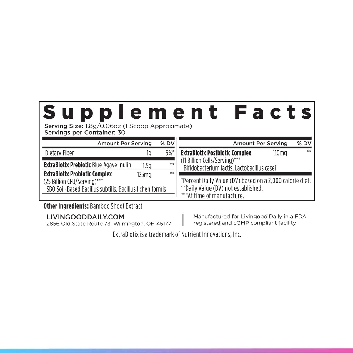 Livingood Daily Pre Pro Post Biotics Blend Powder, Digestive Health Supplement with Prebiotics from Organic Blue Agave Inulin, SBO Probiotics, Probiotics for Women & Men - PrimeBioHealth - canada supplements