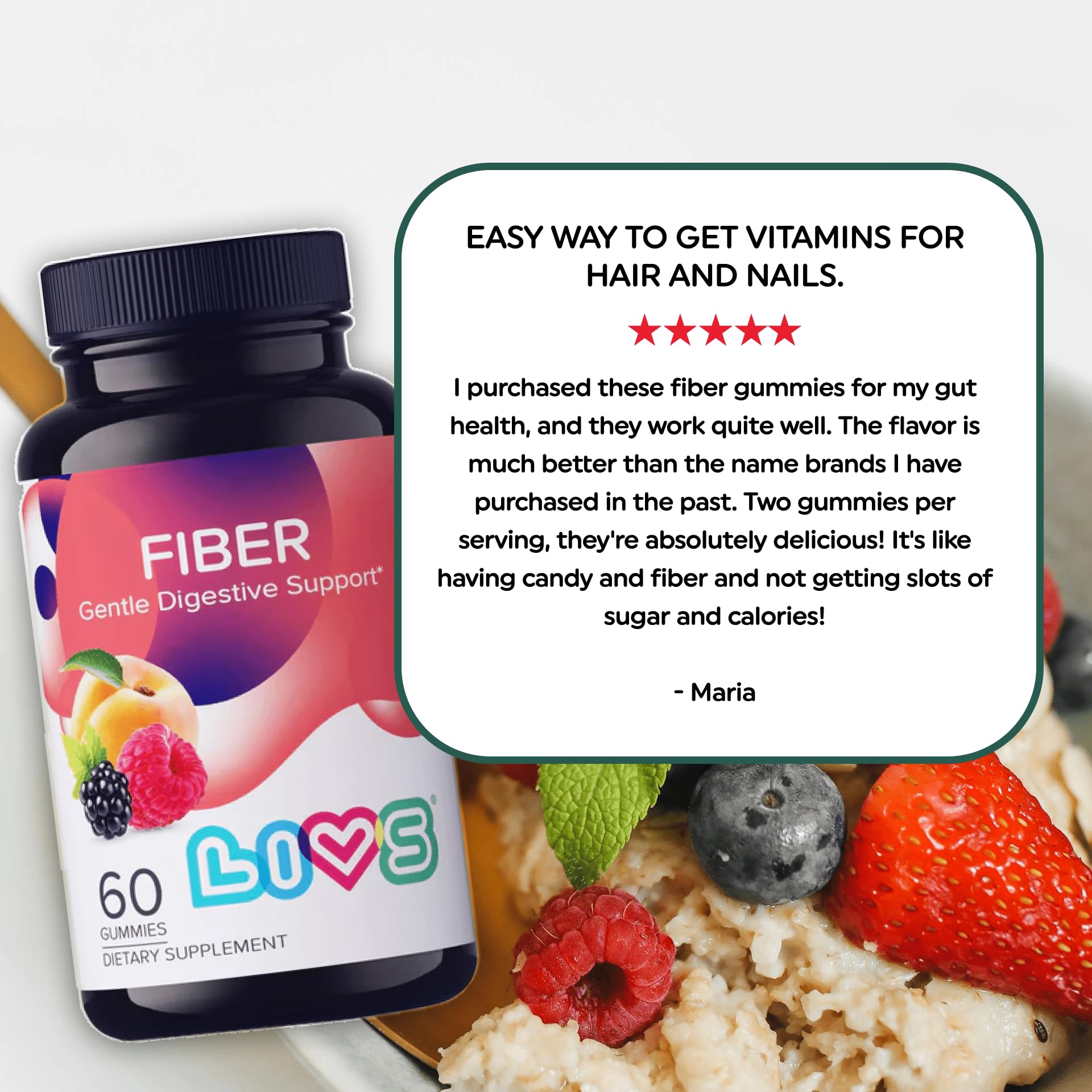 LIVS Fiber Gummies for Adults – Promote Digestive Support & Regularity | Gut Health & Smooth Digestion | Plant-Based Prebiotic | Non-GMO Fiber Supplement - PrimeBioHealth - canada supplements