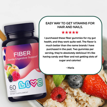 LIVS Fiber Gummies for Adults – Promote Digestive Support & Regularity | Gut Health & Smooth Digestion | Plant-Based Prebiotic | Non-GMO Fiber Supplement - PrimeBioHealth - canada supplements