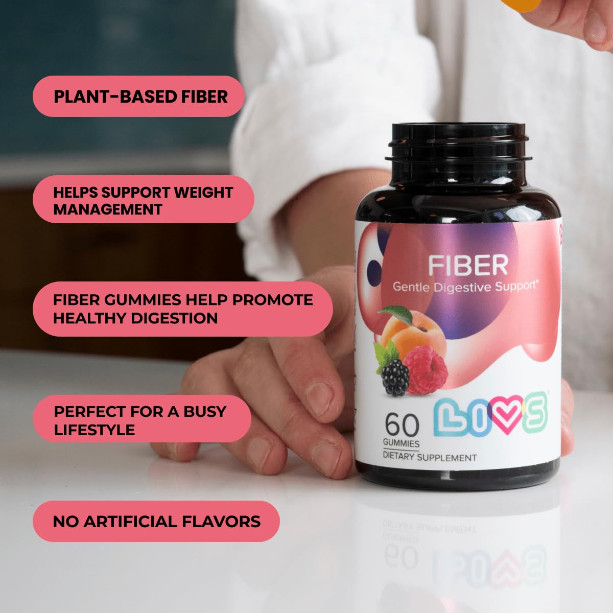 LIVS Fiber Gummies for Adults – Promote Digestive Support & Regularity | Gut Health & Smooth Digestion | Plant-Based Prebiotic | Non-GMO Fiber Supplement - PrimeBioHealth - canada supplements
