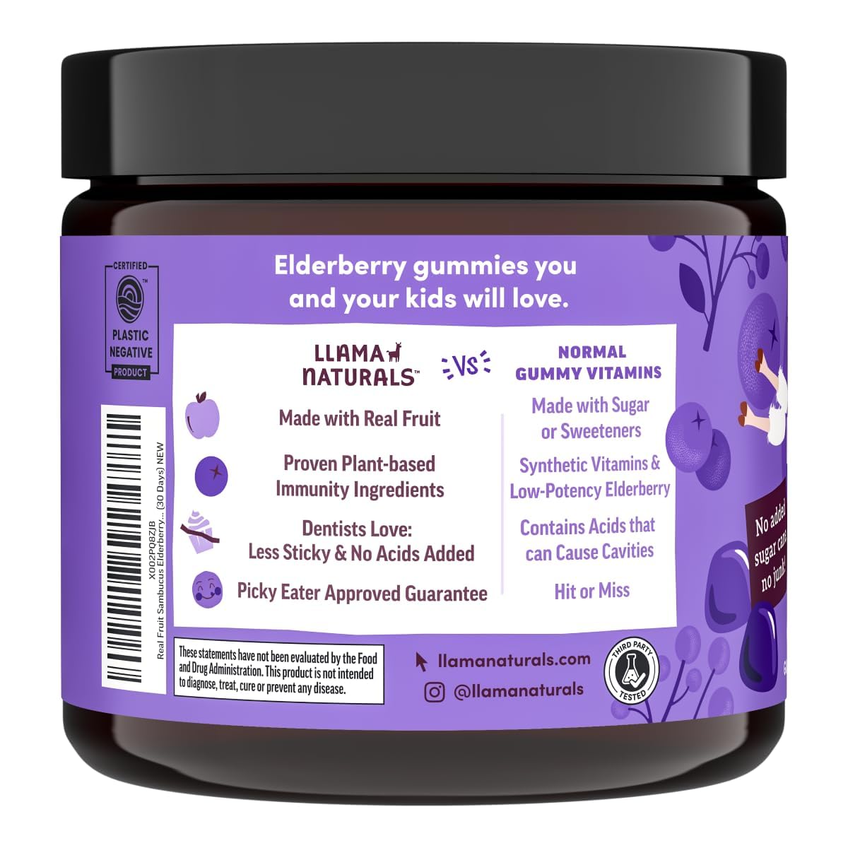 Llama Naturals Elderberry Gummies for Kids, Vegan, Organic Immune Support Supplement with Vitamin C and Zinc, Toddler Real Fruit Gummy Vitamins for Immunity - PrimeBioHealth - canada supplements