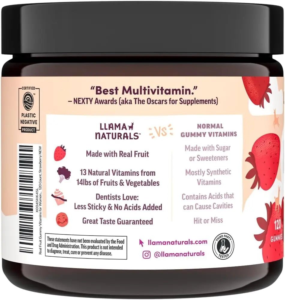 Llama Naturals Multivitamin for Women, Vegan, Organic Gummies with Vitamin D, C and K, Women's Real Fruit Gummy Vitamins - PrimeBioHealth - canada supplements