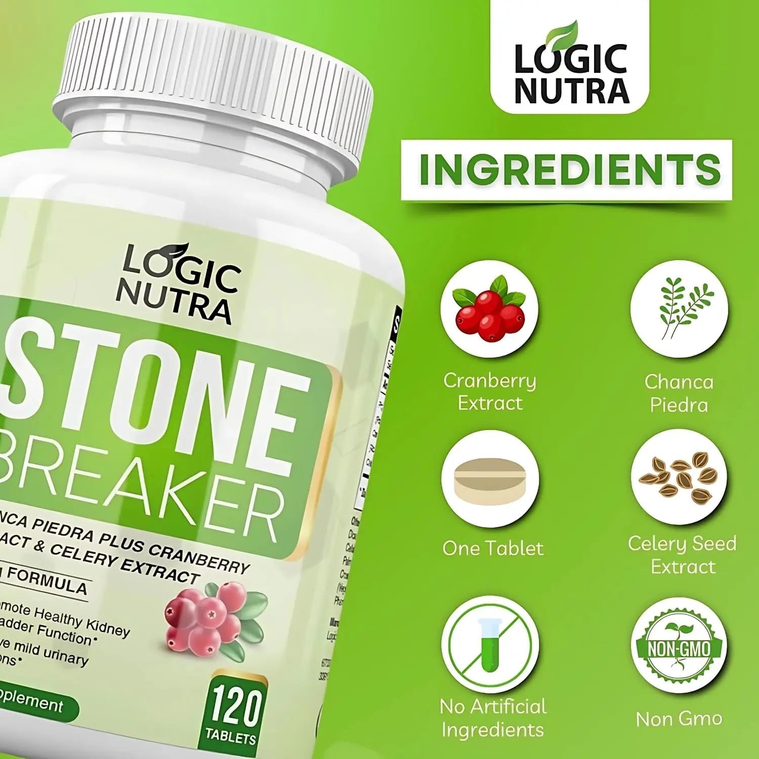 Logic Nutra Chanca Piedra Kidney Stone Breaker 120 Tablets 800 mg - Maximum Strength for Gallbladder & Urinary Cleanse with Phyllantus Niruri, Celery Seed Extract & Cranberry Extract - PrimeBioHealth - canada supplements