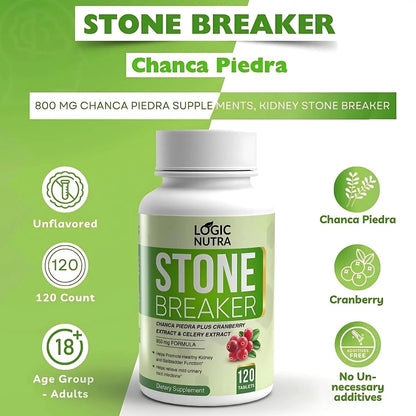 Logic Nutra Chanca Piedra Kidney Stone Breaker 120 Tablets 800 mg - Maximum Strength for Gallbladder & Urinary Cleanse with Phyllantus Niruri, Celery Seed Extract & Cranberry Extract - PrimeBioHealth - canada supplements