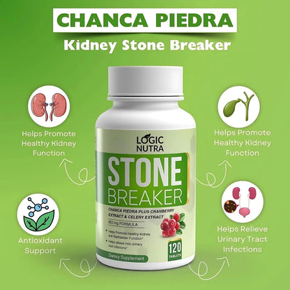 Logic Nutra Chanca Piedra Kidney Stone Breaker 120 Tablets 800 mg - Maximum Strength for Gallbladder & Urinary Cleanse with Phyllantus Niruri, Celery Seed Extract & Cranberry Extract - PrimeBioHealth - canada supplements