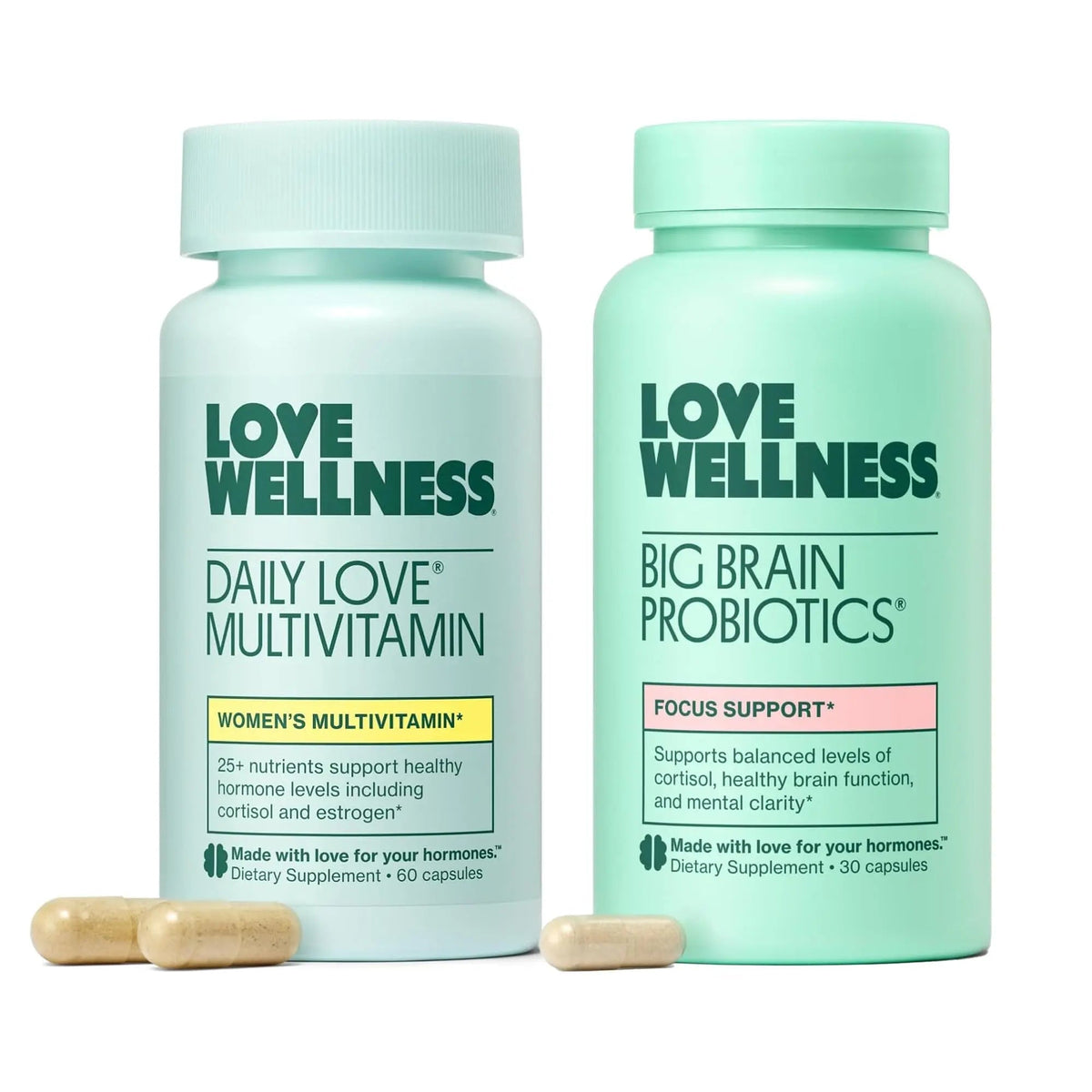 Love Wellness Daily Love Multivitamin & Big Brain Probiotics | Mind and Body Duo | Womens Vitamin and Probitoic - PrimeBioHealth - canada supplements