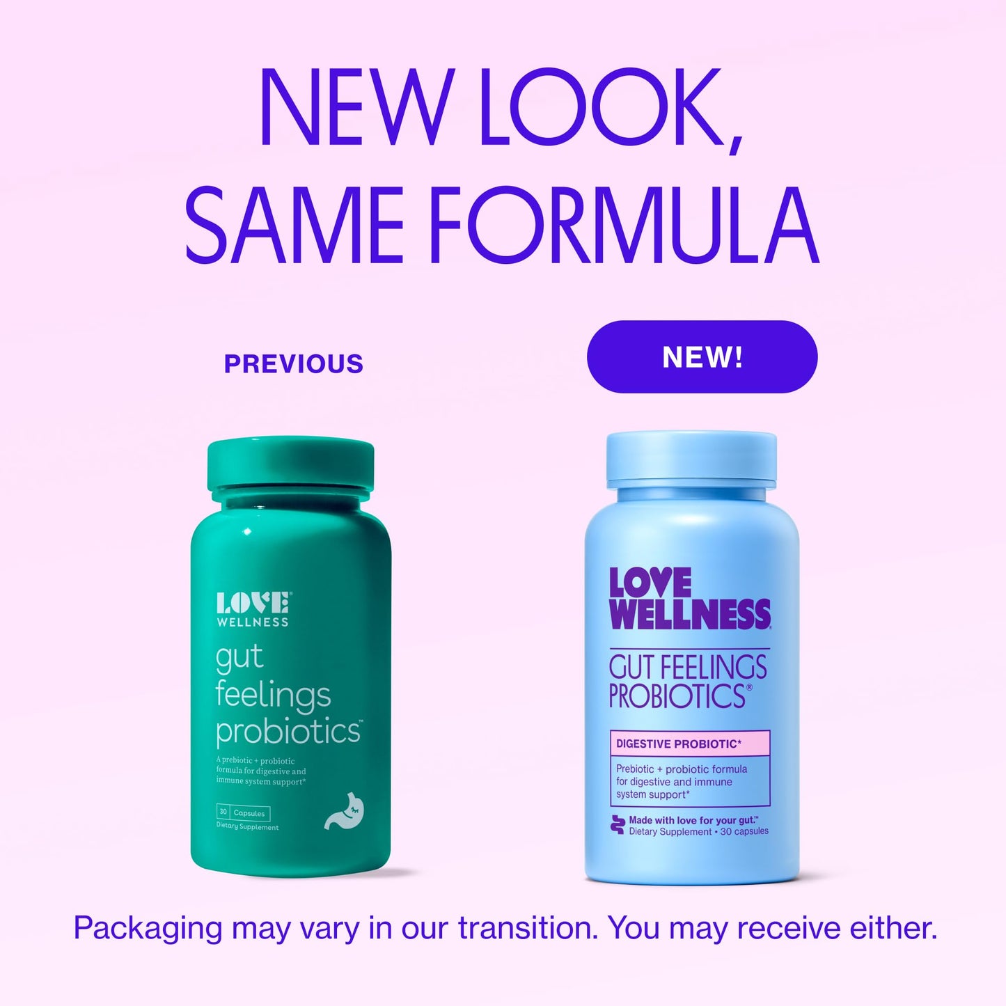 Love Wellness Gut Feelings Probiotic | Gut Health for Women, Digestion Relief & Immune Support Supplement | Womens Probiotic for Gas Relief | 3 Billion CFU | Safe Prebiotic and Postbiotic | 30 Count - PrimeBioHealth - canada supplements