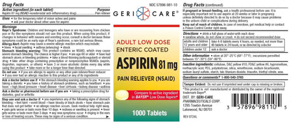 Low dose Baby Aspirin 81mg for Adults. (NSAID) | Made in USA | (Value Pack 1,000 Enteric Coated Tablets) - PrimeBioHealth - canada supplements