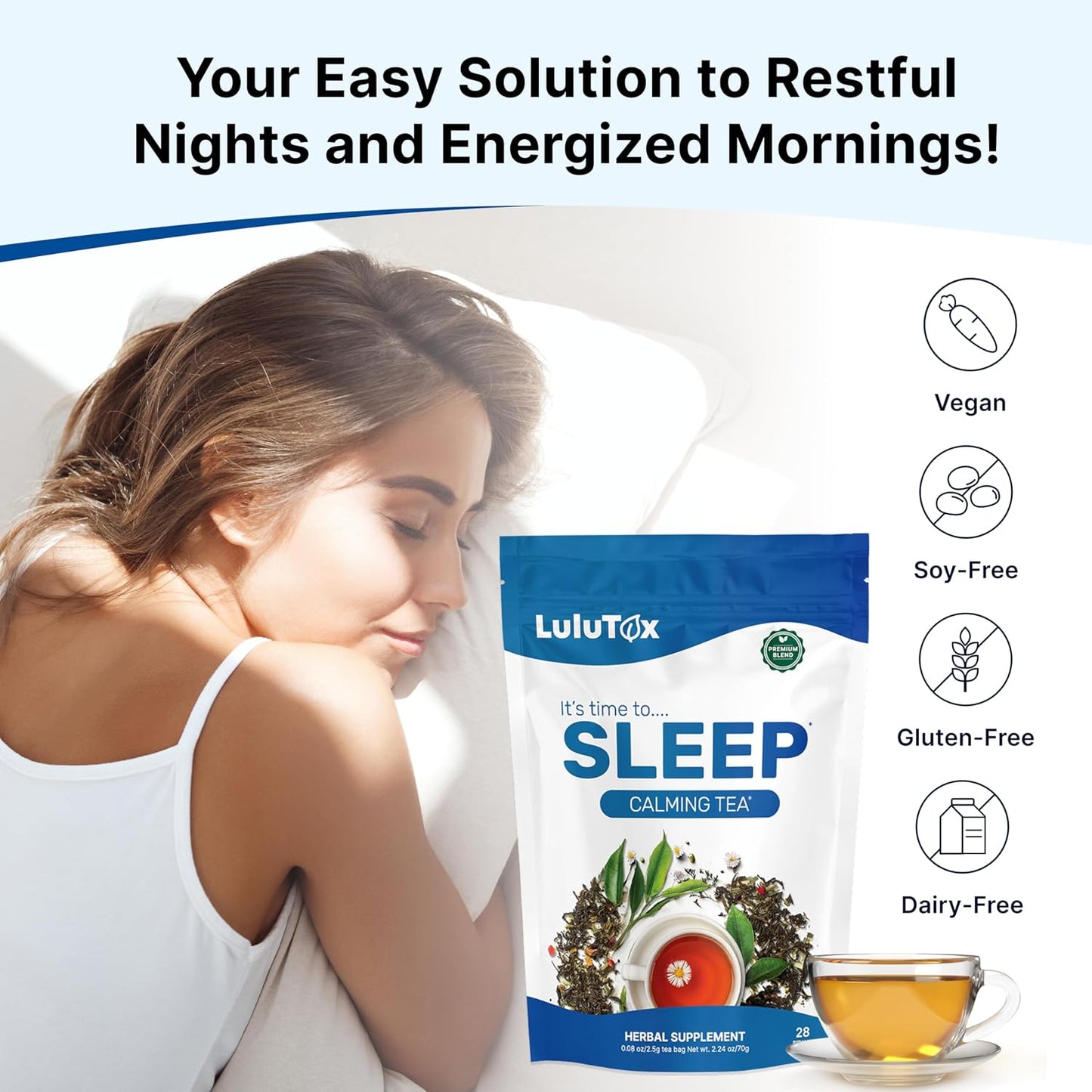 Lulutox Herbal Tea Bundle – Chamomile Lavender Herbal Tea (28 Tea Bags) & Peach Herbal Tea (84 Servings) – Caffeine-Free Herbal Tea Variety Pack - PrimeBioHealth - canada supplements