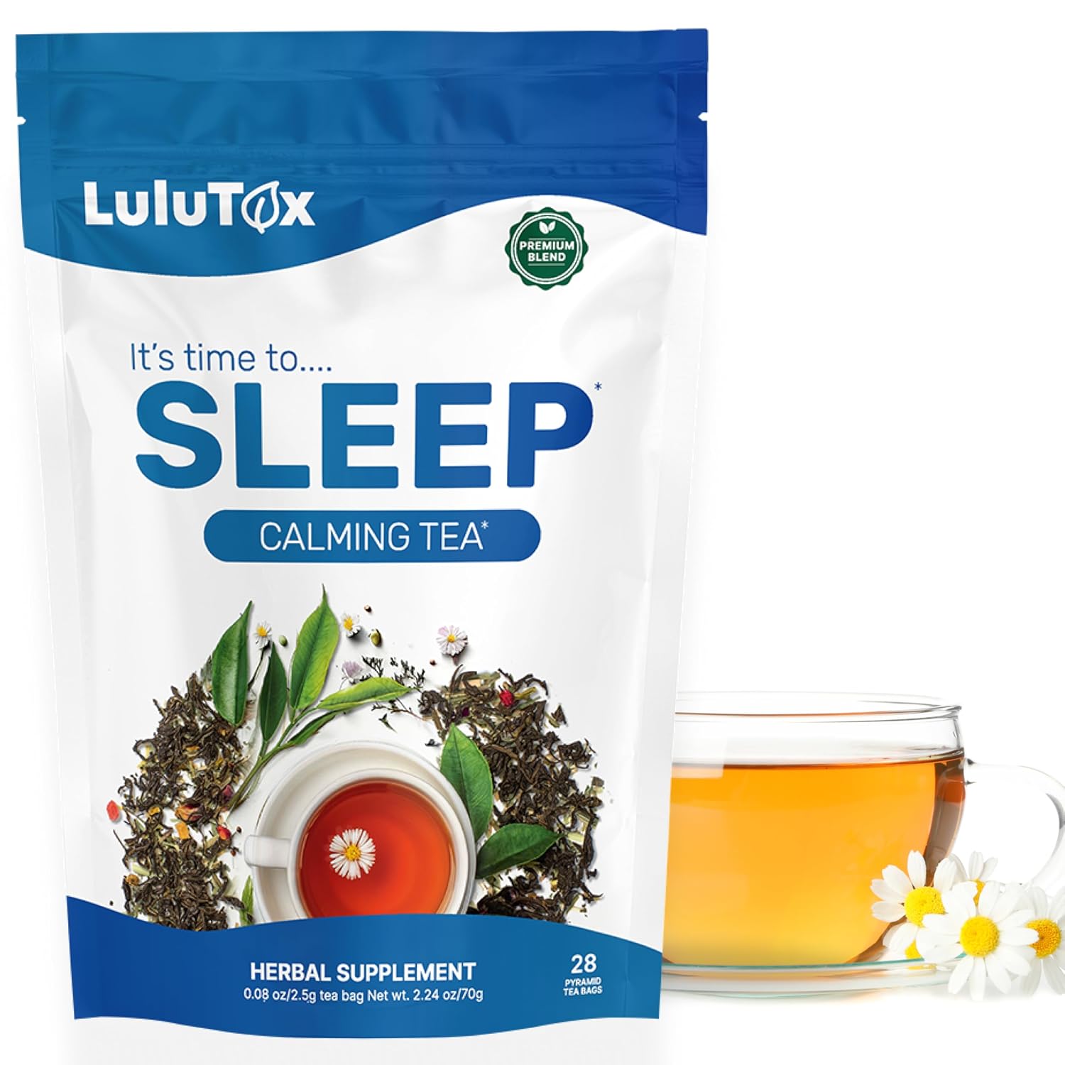 Lulutox Herbal Tea Bundle – Chamomile Lavender Herbal Tea (28 Tea Bags) & Peach Herbal Tea (84 Servings) – Caffeine-Free Herbal Tea Variety Pack - PrimeBioHealth - canada supplements