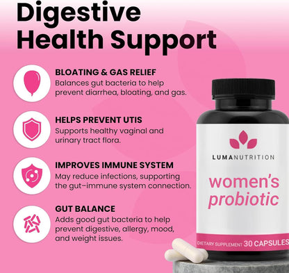 Luma Nutrition Probiotics for Women with Prebiotics - 50 Billion CFU Per Serving - Formulated for Digestive, Immune & Feminine Support - PrimeBioHealth - canada supplements