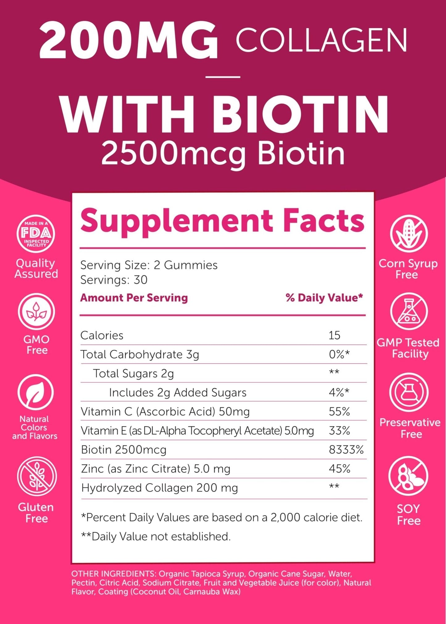 Lunakai USA Made Collagen Peptides Gummies - 200mg Non-GMO Anti-Aging Formula with Biotin, Zinc, Vitamins C - PrimeBioHealth - canada supplements