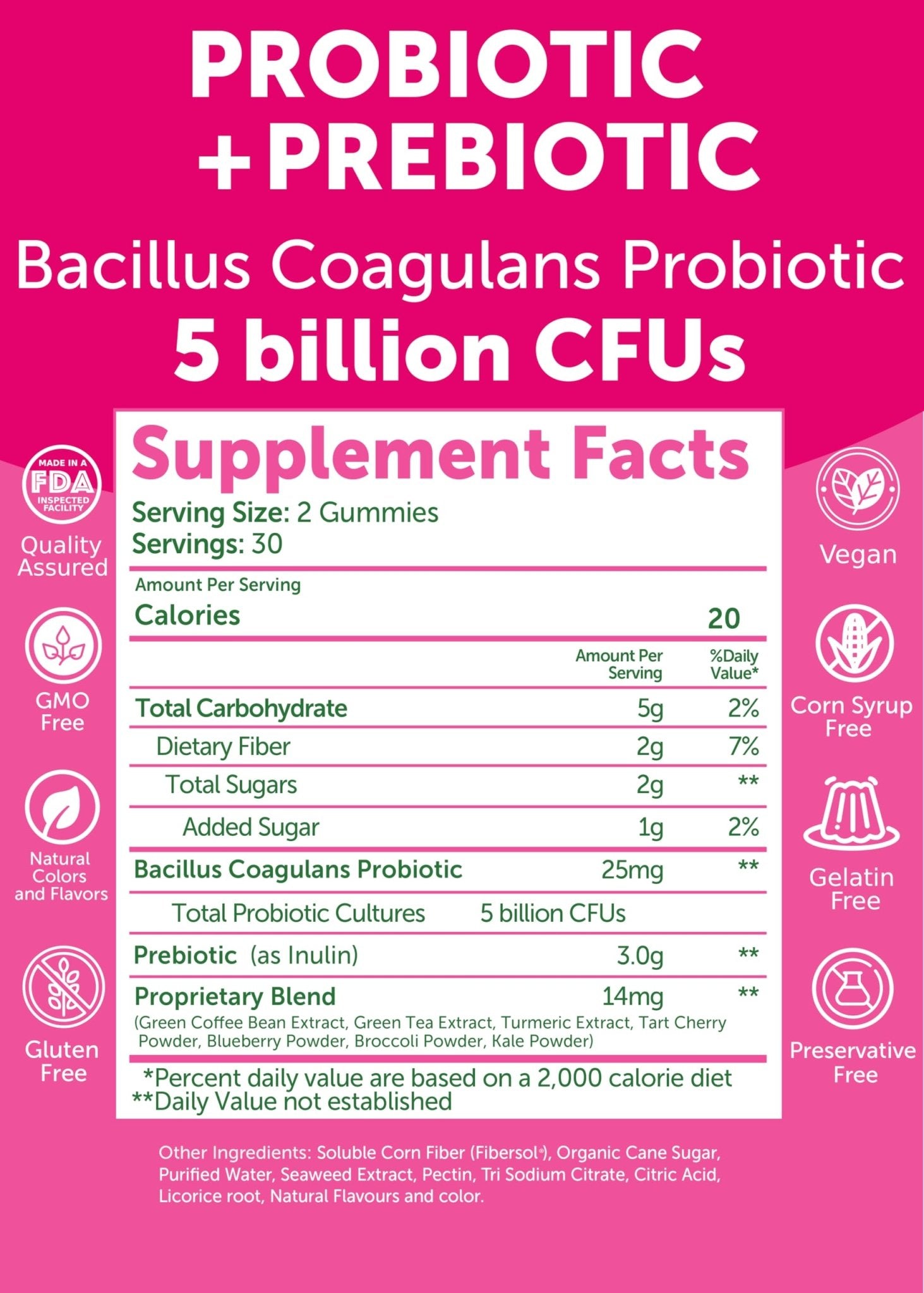Lunakai USA Made Prebiotic + Probiotic Gummies for Women and Men - High Potency 5 Billion CFUs with Fibers - Non-GMO Gut Health Support - 3 Pack - PrimeBioHealth - canada supplements