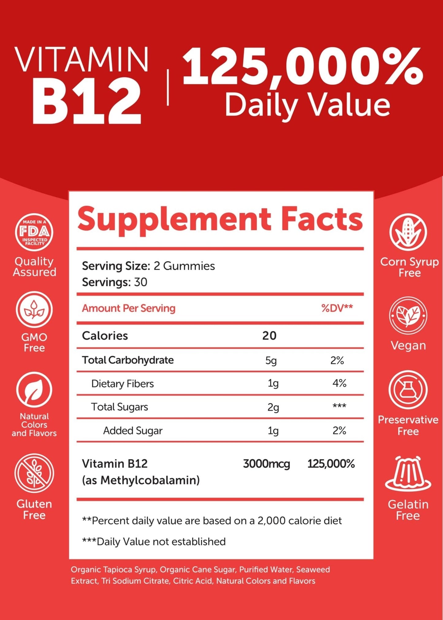 Lunakai USA Made Vitamin B12 Gummies 3000mcg, B12 Vitamins for Energy, Brain & Metabolism Support, Methylcobalamin for Adults, Women & Men, - PrimeBioHealth - canada supplements