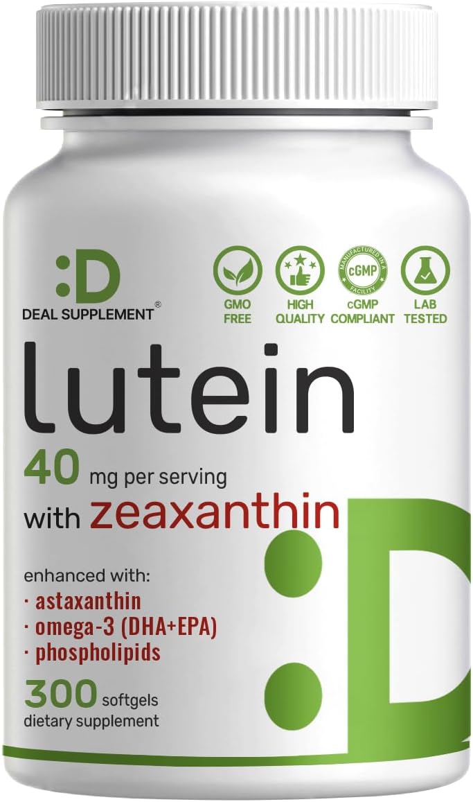 Lutein and Zeaxanthin Supplements, 40mg Per Serving, 300 Softgels – Plus Astaxanthin, Omega-3s, & Phospholipids – Non-GMO - PrimeBioHealth - canada supplements