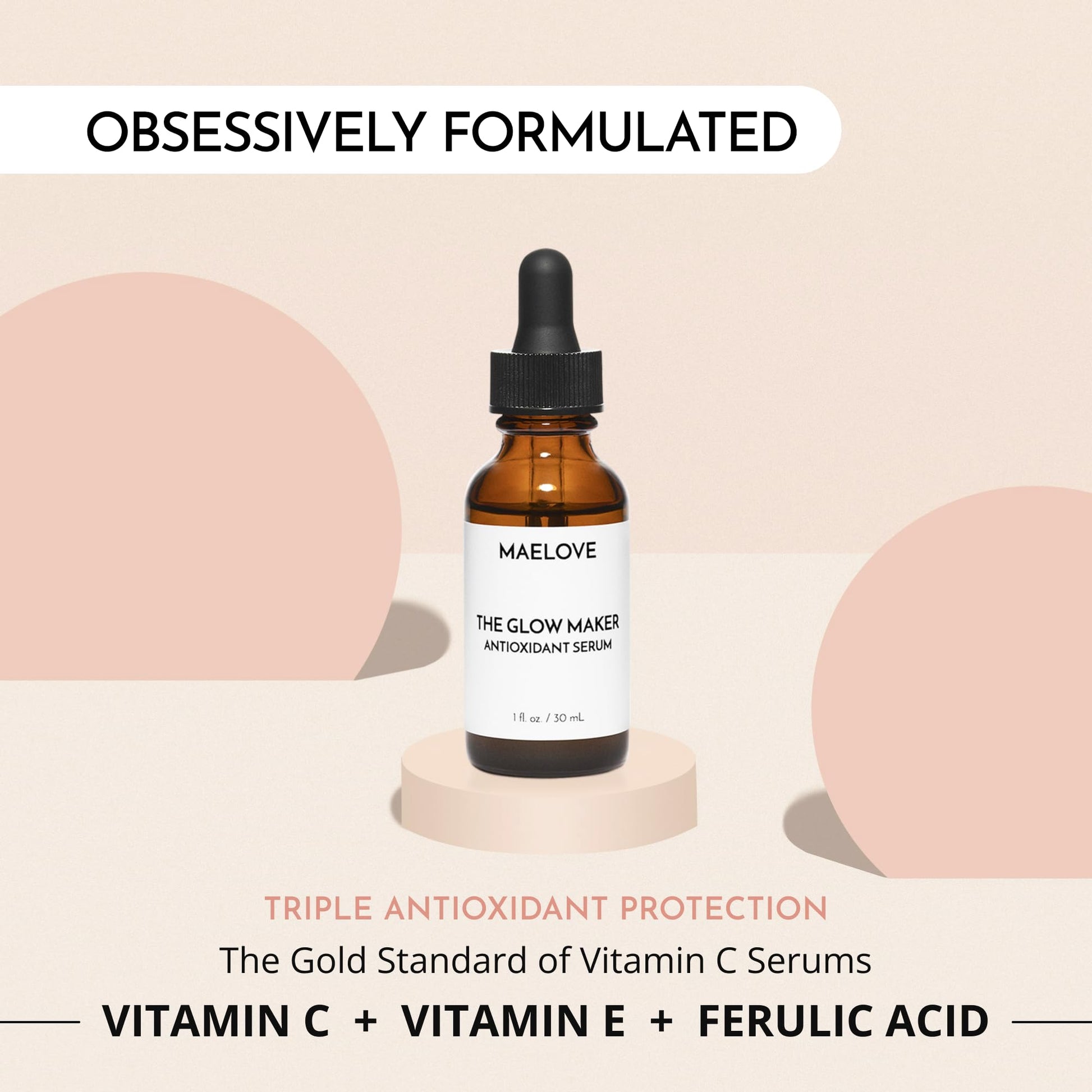 MAELOVE Glow Maker Vitamin C Serum with Vitamin E, Ferulic Acid & Hyaluronic Acid, Award-Winning Brightening - PrimeBioHealth - canada supplements