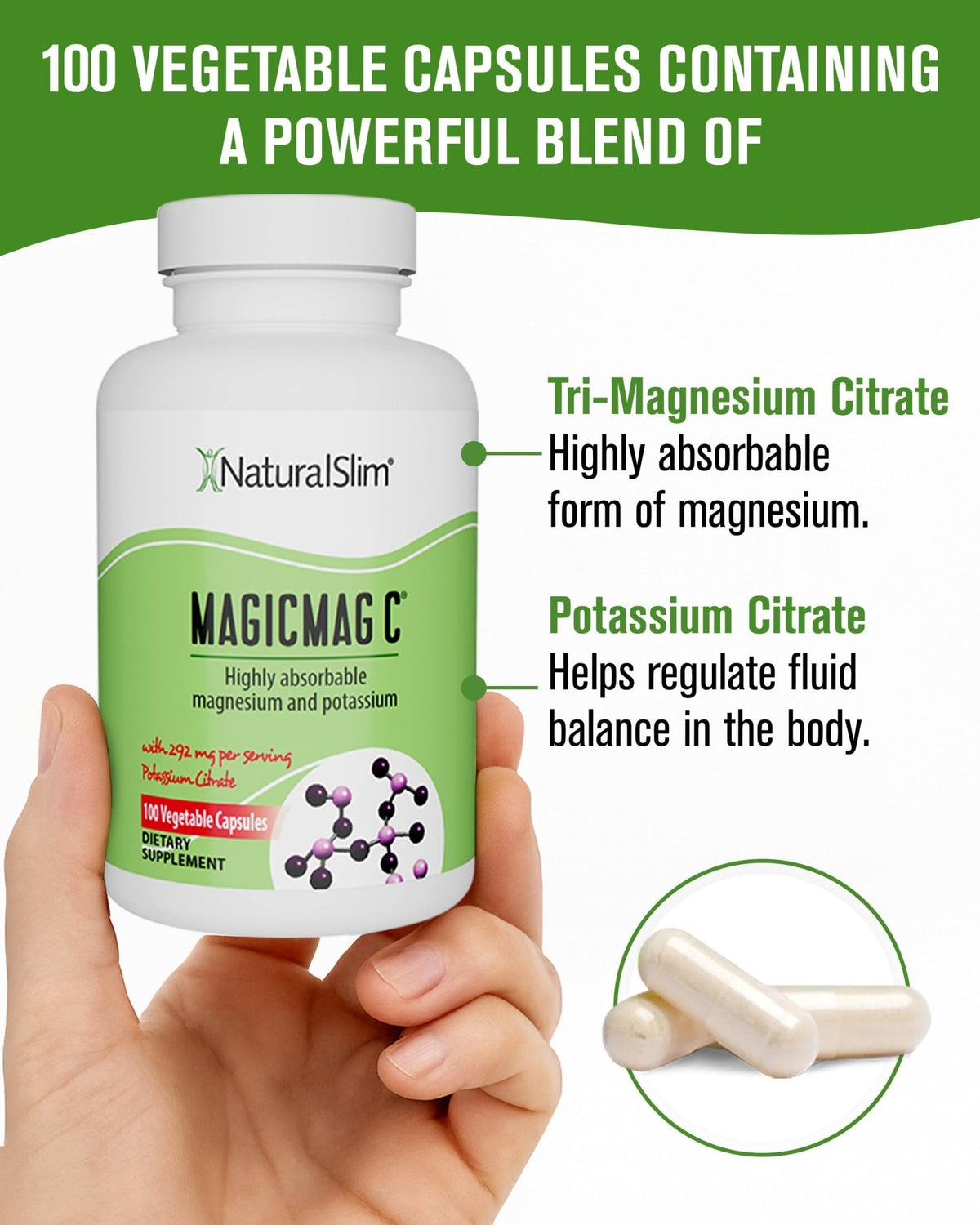 MagicMag C by NaturalSlim, Magnesium Citrate Capsules for Muscle Relaxation, Sleep Quality, Nerve Function & Electrolyte Support, Daily Magnesium Supplement - PrimeBioHealth - canada supplements