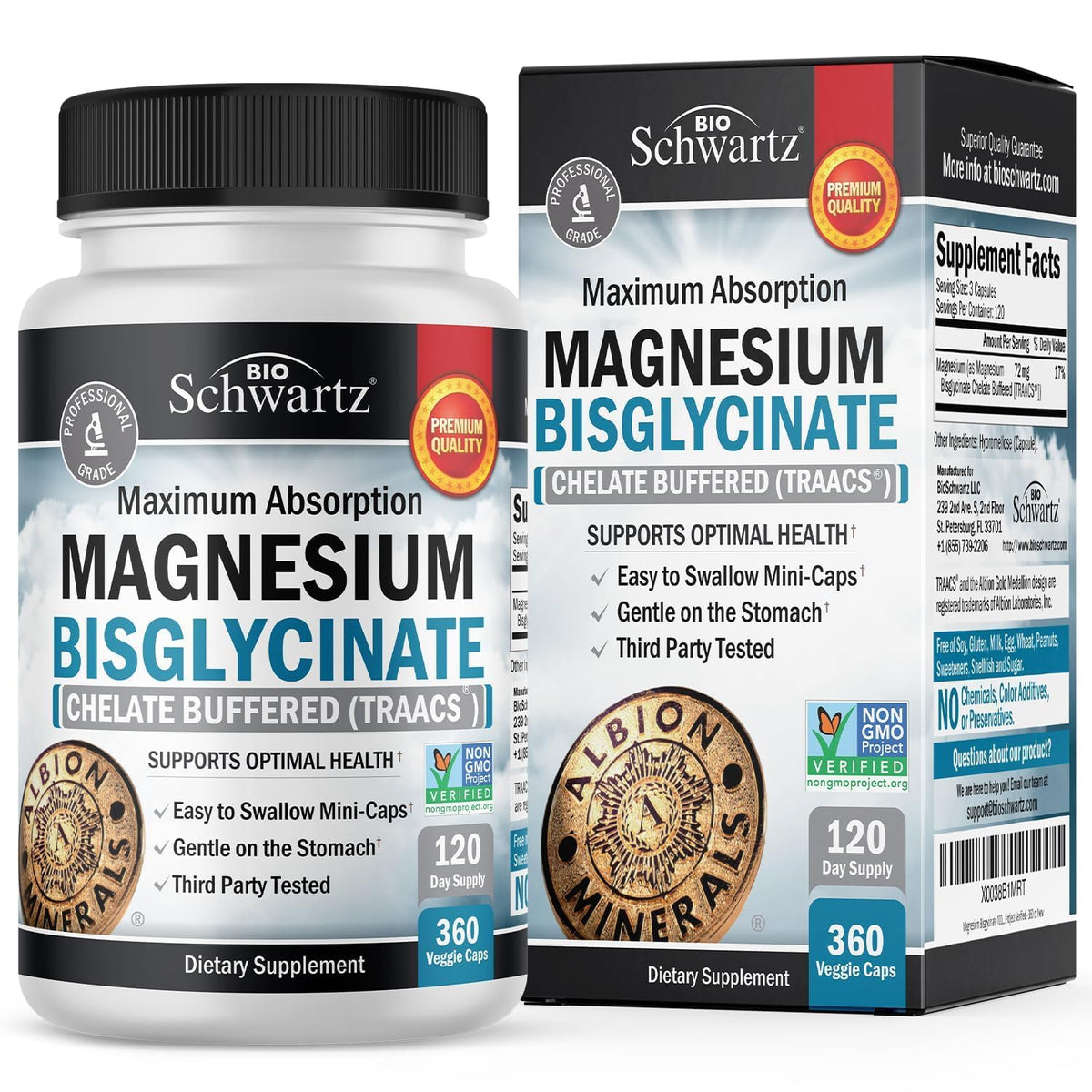 Magnesium Bisglycinate Chelated Supplement - High Absorption Magnesium Glycinate Supplement for Women and Men - Sleep, Muscle, Bone & Joint Support - PrimeBioHealth - canada supplements