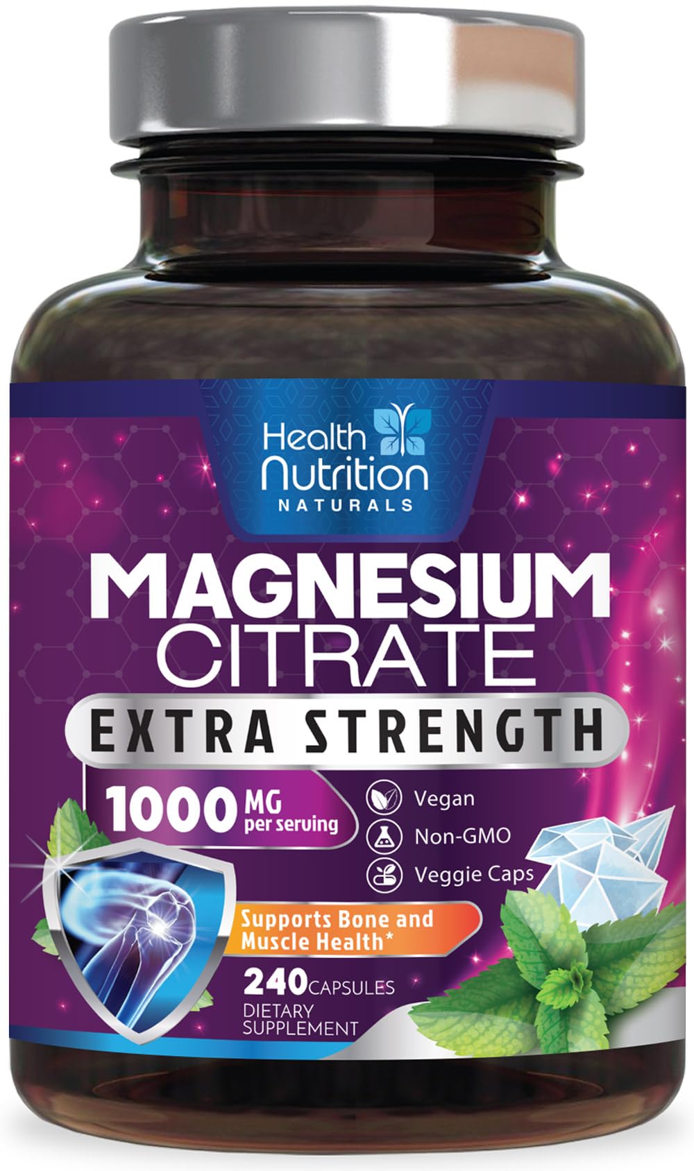 Magnesium Citrate 1000mg Per Serving - Max Absorption Magnesium Powder Capsules for Muscle, Nerve, Bone and Heart Health Support, High Absorption Citrate Complex - PrimeBioHealth - canada supplements