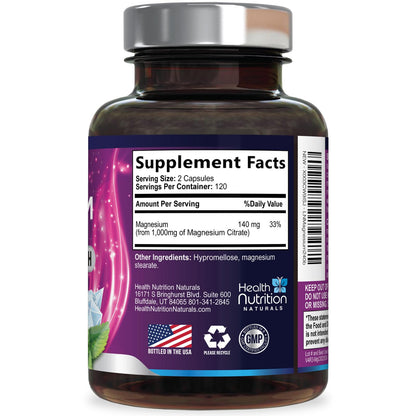 Magnesium Citrate 1000mg Per Serving - Max Absorption Magnesium Powder Capsules for Muscle, Nerve, Bone and Heart Health Support, High Absorption Citrate Complex - PrimeBioHealth - canada supplements